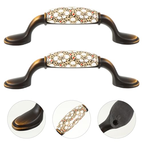 Gadpiparty 2pcs Antique Black Ceramic Cabinet Knobs E36516