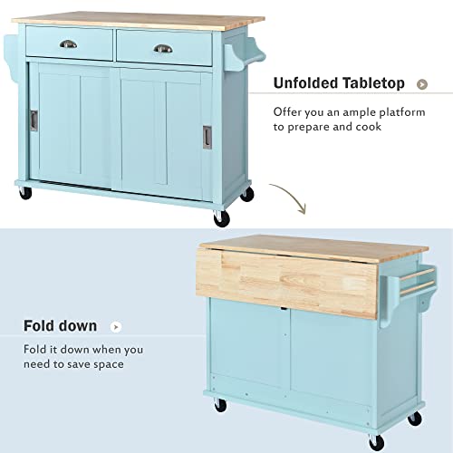 Kitchen Island Cart on Wheels with Drawers and Storage Cabinet, Black M163