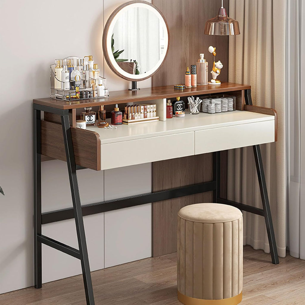 Solid Wood Vanity Set with Dimmable Lighted Mirror and 2 Drawers S803