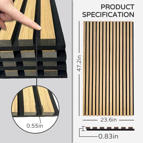4 Pack Wood Wall Panels 47.2" x 23.6" 3D Fluted Teak P3747