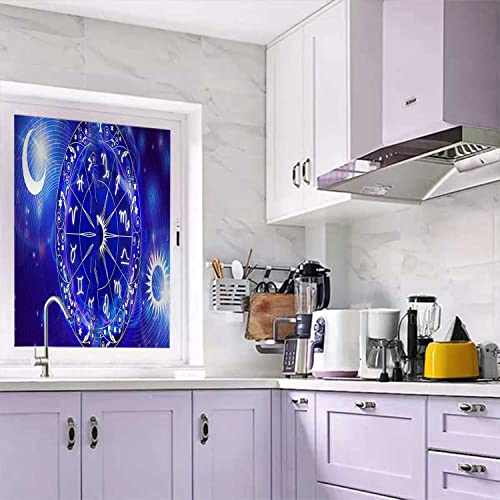 Window Privacy Film Removable Astrology Blue Glass Sticker 17.7 x 78.7 in H182459