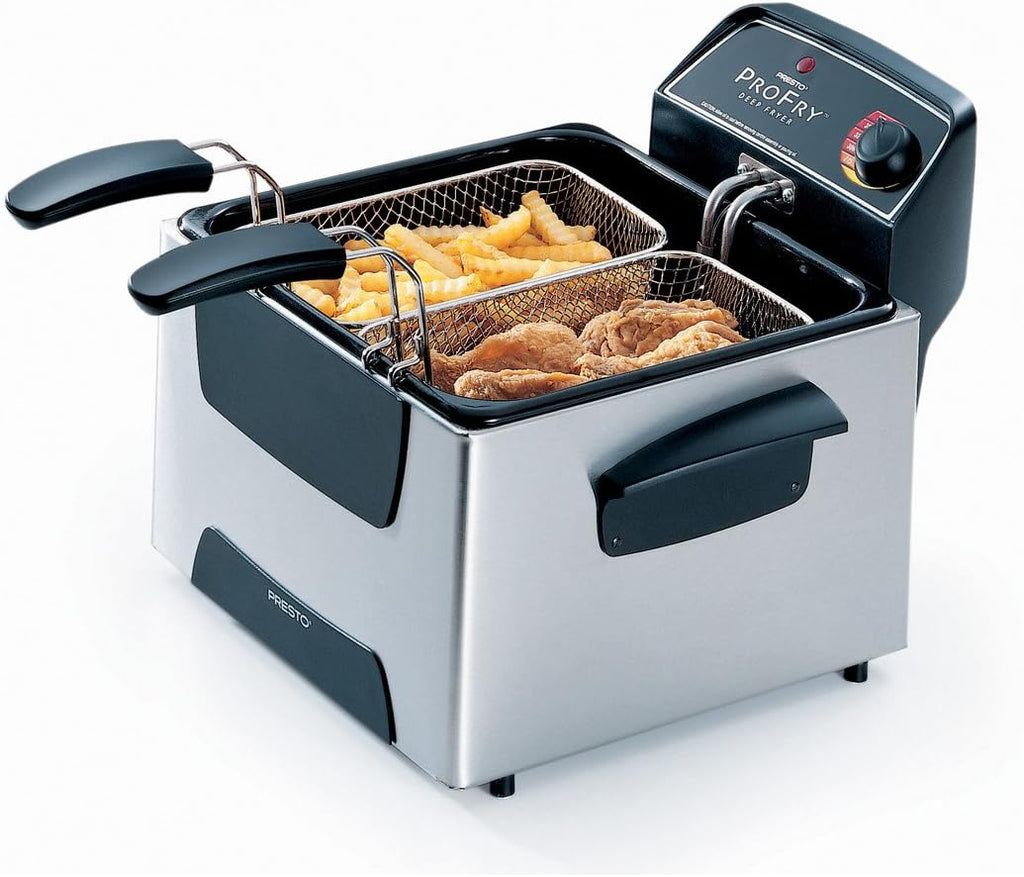 Presto 1800W 12-Cup Dual ProFry Immersion Element Deep Fryer, Stainless Steel P1573