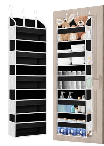 1 Pack Over The Door Storage Organizer with 5 Pockets 10 Mesh Pockets, 44 lbs Weight Capacity Door Hanging Organizers and Storage for Bedroom,Bathroom,Nursery,Kidroom,Babyroom