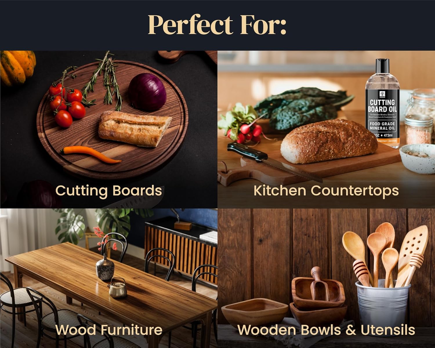 Food Grade Mineral Oil 16 Oz for Butcher Blocks and Cutting Boards D864