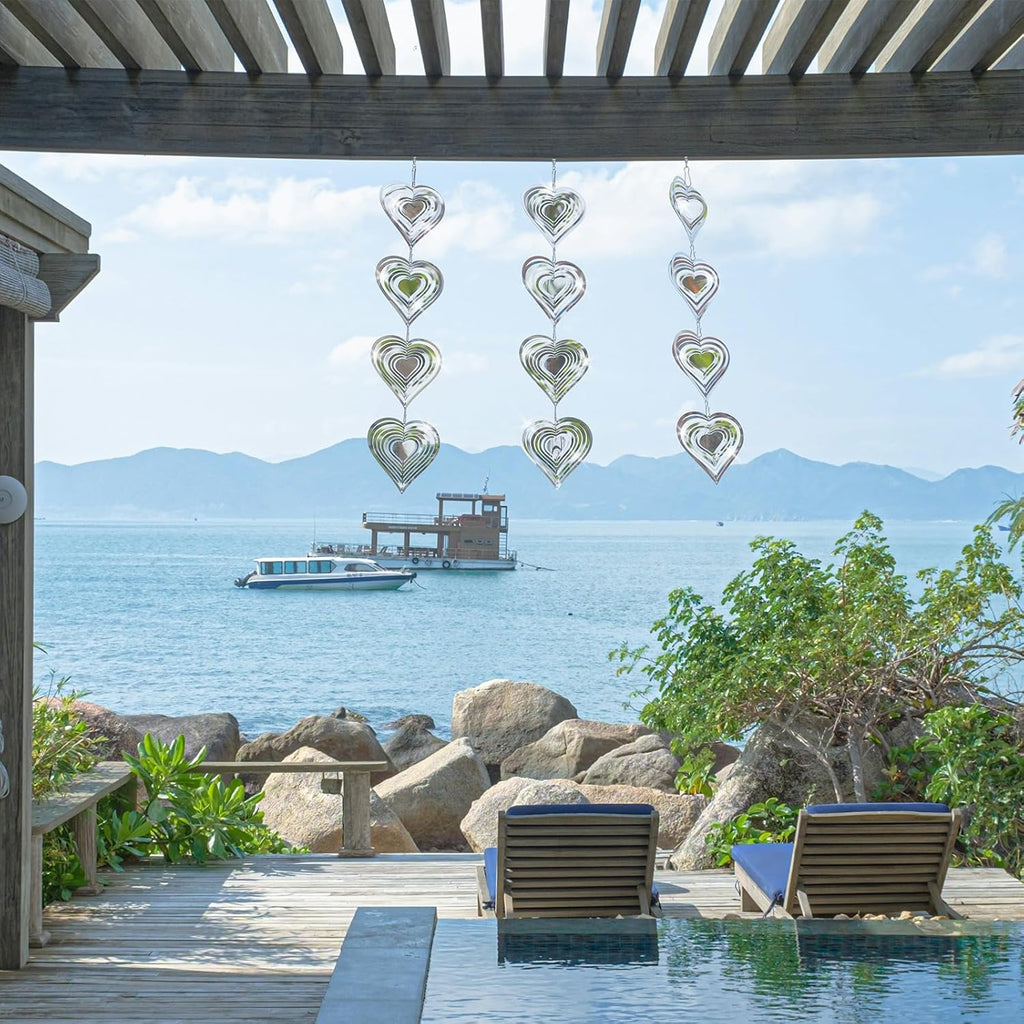Metal Bird Scare Devices Outdoor, Double-Sided Reflectors, Heart Wind Spinners for Yard Garden Decor R883501