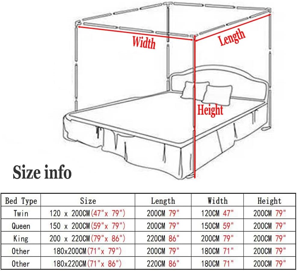 4 Corner Post Bed Canopy, Princess Room Bed Curtain Mosquito Net, Twin Queen King Q61830