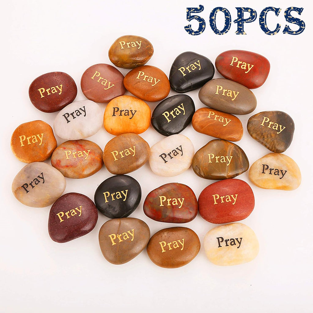 Pray Stones Engraved Rocks Inspirational Gifts Bulk 2"-3" H518