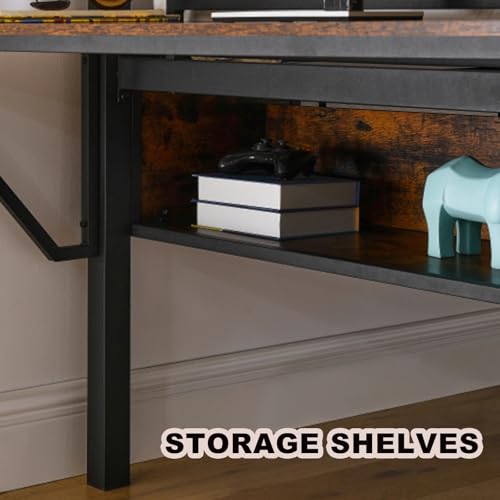 Metal Loft Bed with LED Lights and Desk B7125