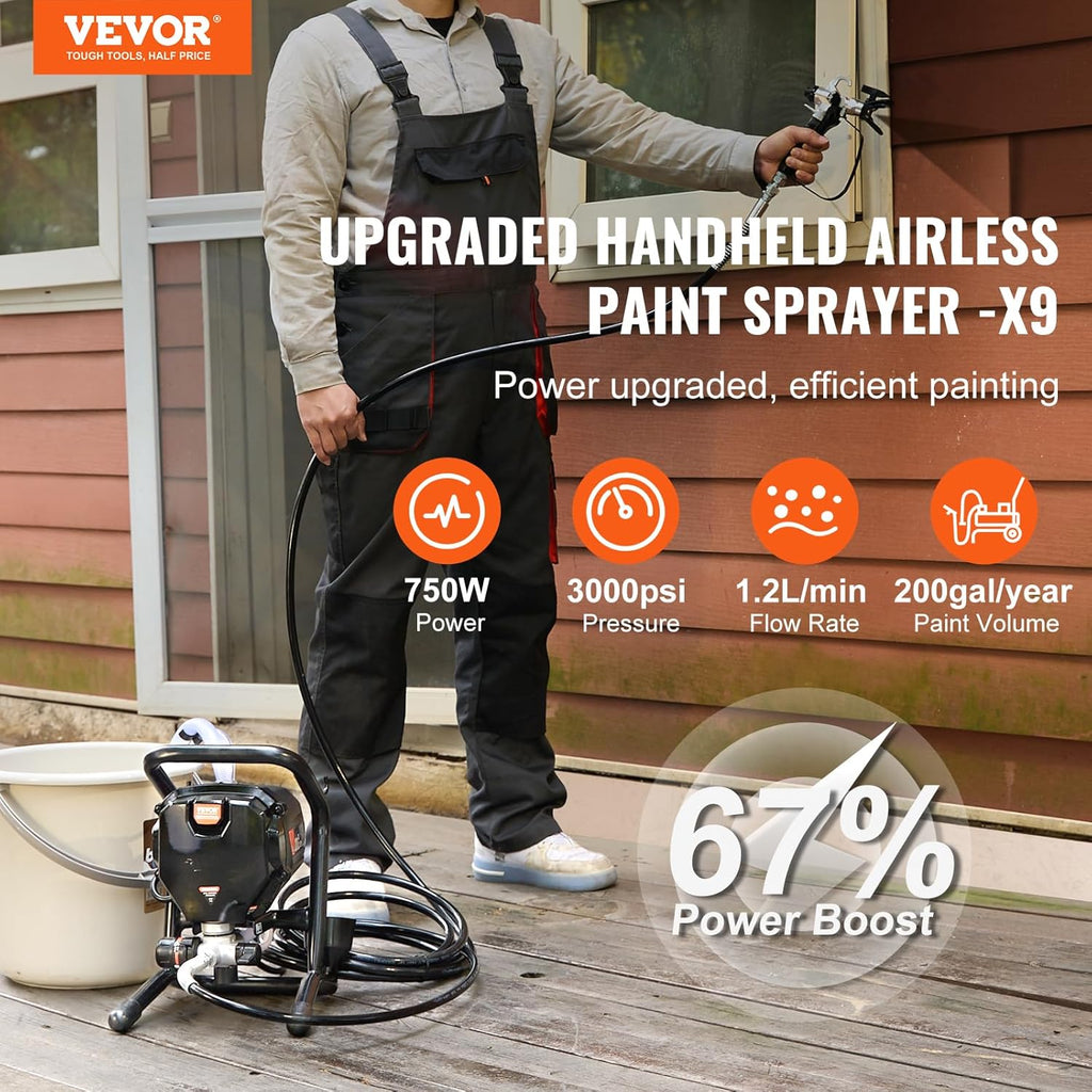 VEVOR Stand Airless Paint Sprayer 3000PSI Electric Handheld K3049