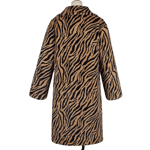 Women's Leopard Print Faux Fur Long Cardigan Jacket C975