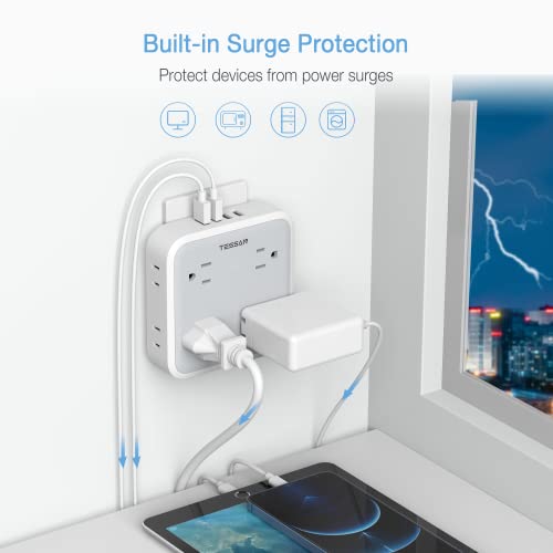 TESSAN Multi Plug Outlet Splitter with USB Wall Charger, Surge Protector A34107