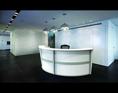 Linea Italia Curved Modern Office Desk 2 Panel Reception Counter, Mocha M8386