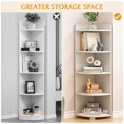 IOTXY 6-Tier Open Corner Shelf, 71" Tall Wooden Floor Standing Bookshelf, Oak S83526