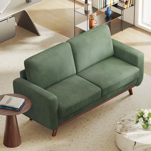 Vesgantti 68" Loveseat Sofa Green Corduroy Couch with Spring Cushion S558