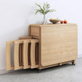Solid Wood Dining Table Set, Folding Table and Chairs with Storage Drawers and Cabinets, Space Saving, Suitable for Dining Room/Balcony/Narrow Space(with 4 Chairs),A