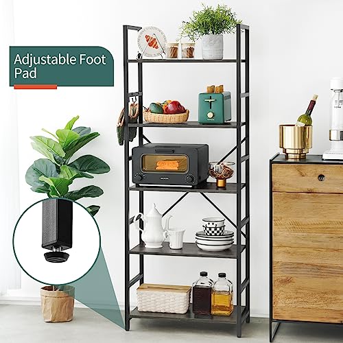 Yoobure 5 Tier Bookshelf Tall Modern Bookcase for Books, White T904929