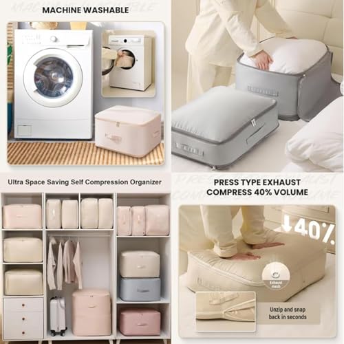 Heavy Duty Compression Storage Bag for Quilts and Clothes, Gray Large B24181
