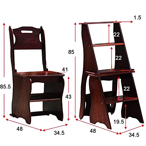 Folding Step Stool 2 in 1 Lightweight 4-Step Ladder Chair Wood Color B6941