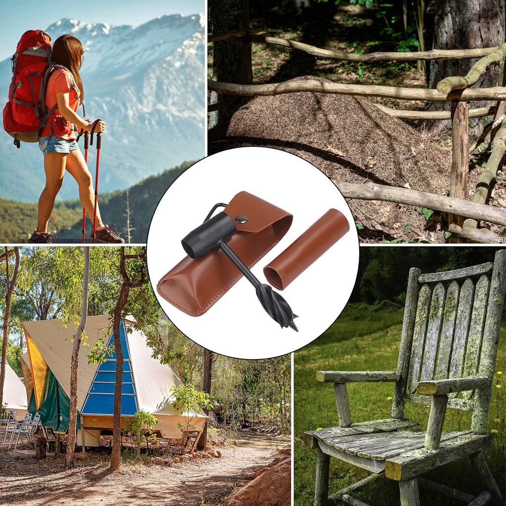 Bushcraft Settlers Tool Hand Auger Wrench with Leather Case and Gloves K115