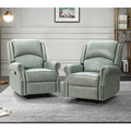 HULALA HOME Genuine Leather Recliners Set of 2 with Adjustable Backrest & Footrest, Modern Manual Reclining Chairs with Nailhead Trim, Home Theater Sofa Chairs for Living Room Bedroom, Brown