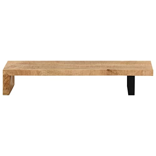 Solid Mango Wood TV Stand with Wrought Iron Legs W65483