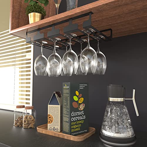 Black Wine Glass Rack Under Cabinet Holder 2 Pack H69590