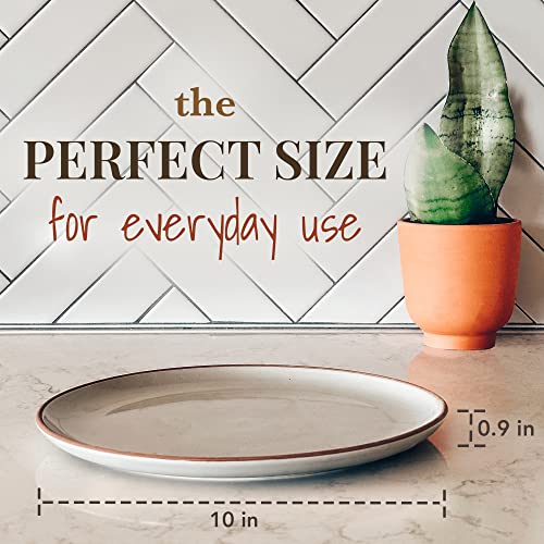 Mora Ceramic Artisan Matte Dinner Plates Set of 6, 10 inch, Dishwasher Safe Y28644