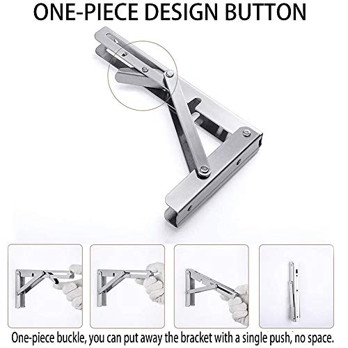 Storystore Folding Shelf Brackets Heavy Duty Stainless Steel for Bench Table B68805