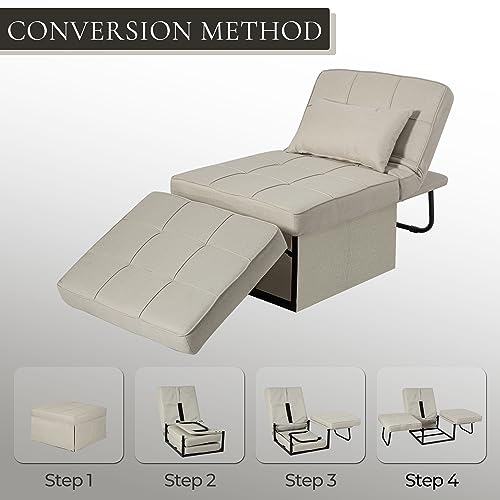 WMK Convertible Chair Bed 4 in 1 Sleeper Sofa with Adjustable Backrest, Gray E1393