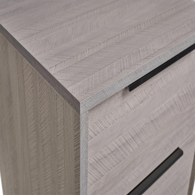 Modern Bedroom Nightstand 2-Drawer End Table Antique Gray Finish Z44798