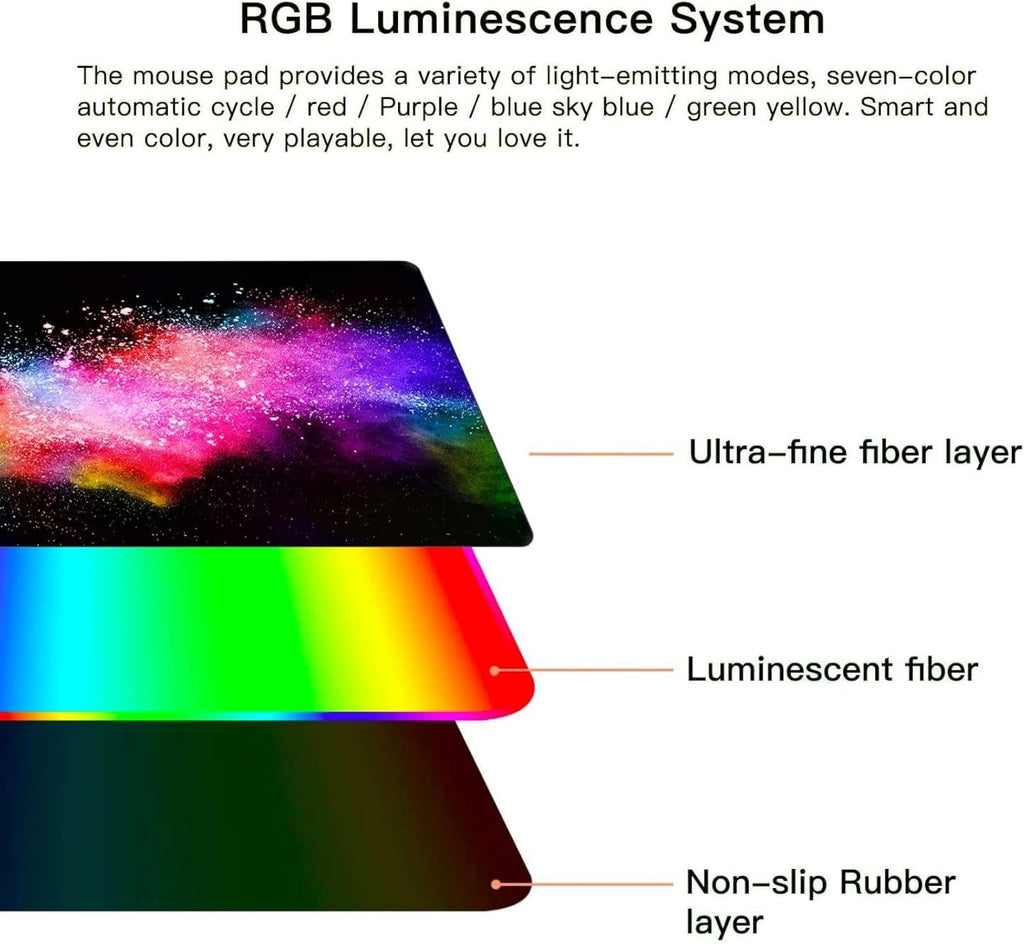 Pink Mountain Forest Gaming Mouse Pad RGB LED Large Desk Mat 500x1200mm K117