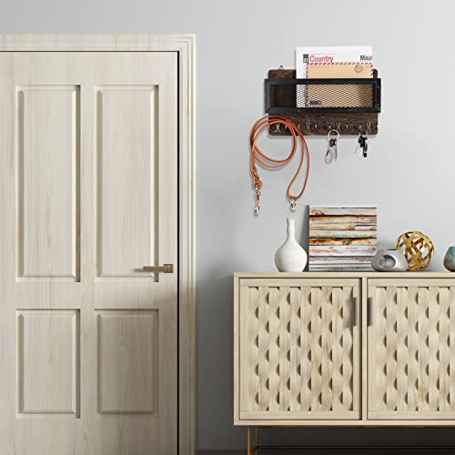 ADIIL Wooden Wall Key Rack with 4 Double Key Hooks and Shelf, Grey G34956