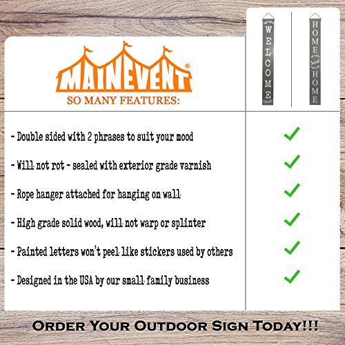 Tall Outdoor Welcome Sign for Porch, Modern Farmhouse Wooden Decor (Brown) B399