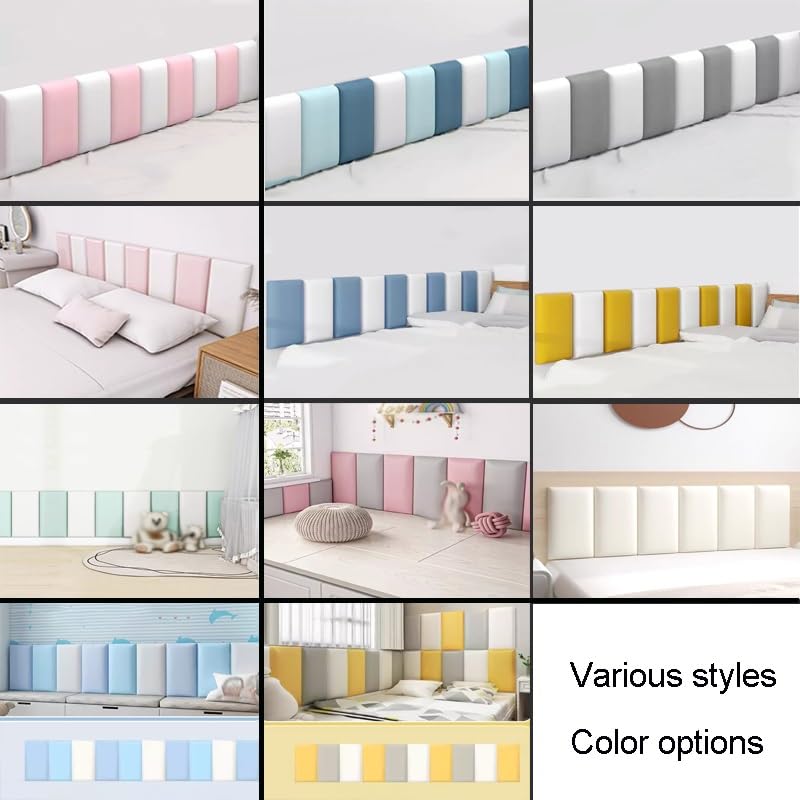 Upholstered Wall Panel Headboard with 3D Anti-Collision Padding D49605