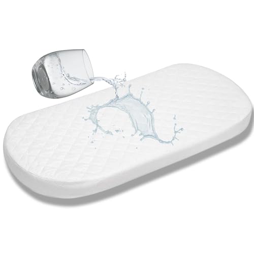 Bassinet Cradle Mattress Pad (Oval, 13X31) for Newborn Comfort Breathable Easy Clean Hypoallergenic Waterproof Made in USA