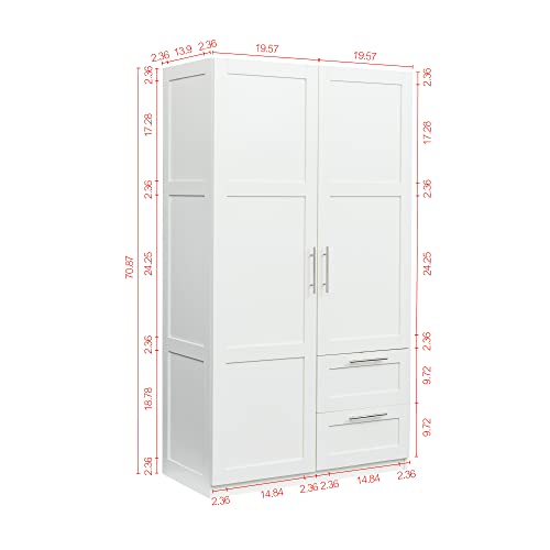 Kitchen Pantry Storage Cabinet with 2 Doors and 2 Drawers, White O87191