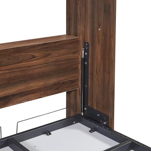 Twin Murphy Bed with Wardrobe and Drawers, Wood Storage Bedframe S1633