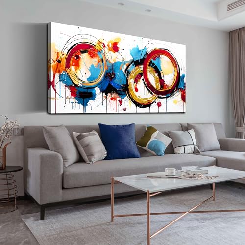 Colorful Abstract Canvas Wall Art 24" x 48" for Living Room and Bedroom Z788854