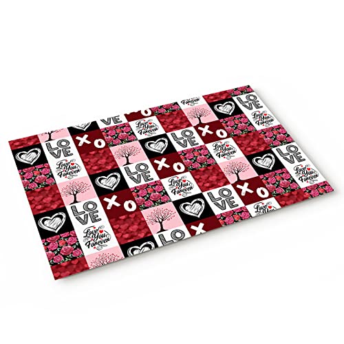 Valentine's Day Front Door Mat with Rose Love Tree Design X995