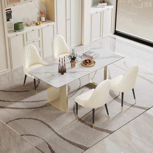 63 inch Glass Dining Table with Clear Rectangular Top and Gold Metal Legs Z19670