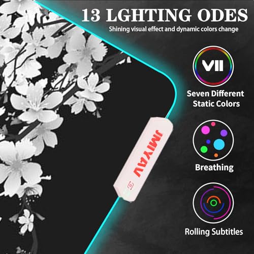JMIYAV Gaming Mouse Pad RGB Black Non-Slip Rubber Base Extra Large 31.5x12In V498