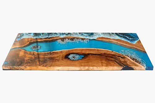 Epoxy Resin River Dining Table, 48 x 24 Inches, 16.5 Inches Tall C531