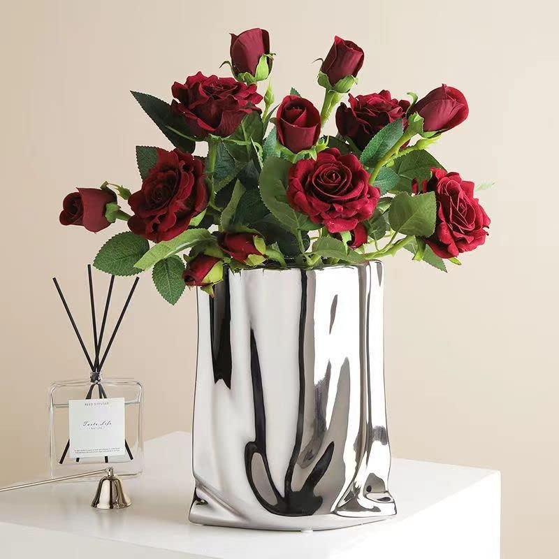 Sliver Ceramic Vase 7.9 Inch Minimalist Nordic Home Decor C97267