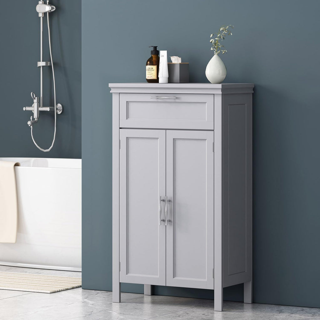 Wooden Bathroom Floor Cabinet with Drawer and Adjustable Shelf Z8140