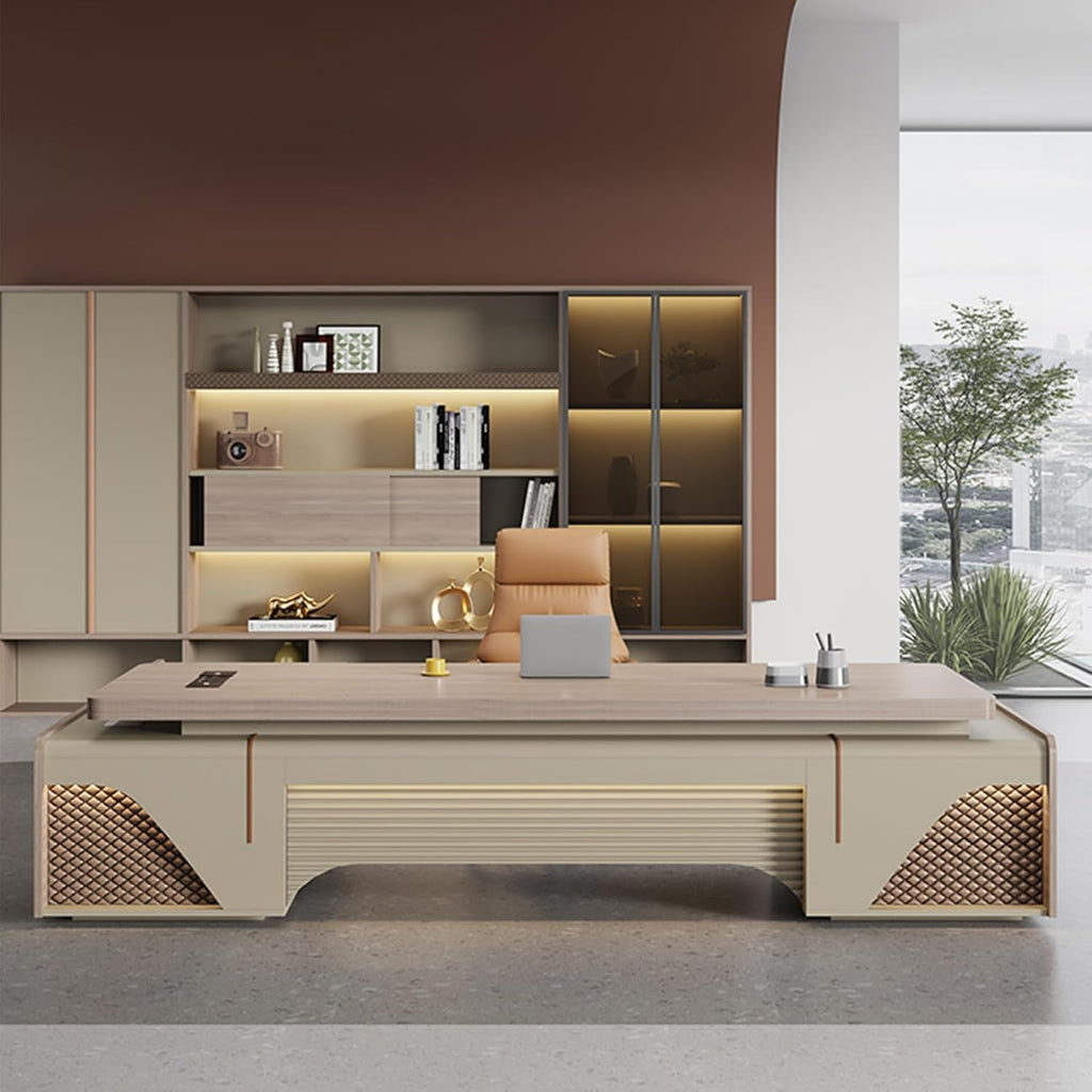 Large Executive Desk Computer Desk for Home Office Computer Desk with Storage Cabinets Business Furniture Office Furniture Workstation for Home Office ()