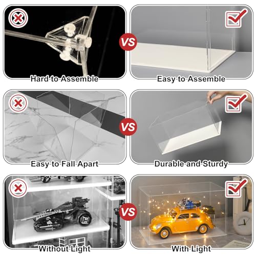 LANSCOERY Acrylic Display Case for Collectibles, Dustproof Seamless Design, 15.7x15.7x15.7in C38517
