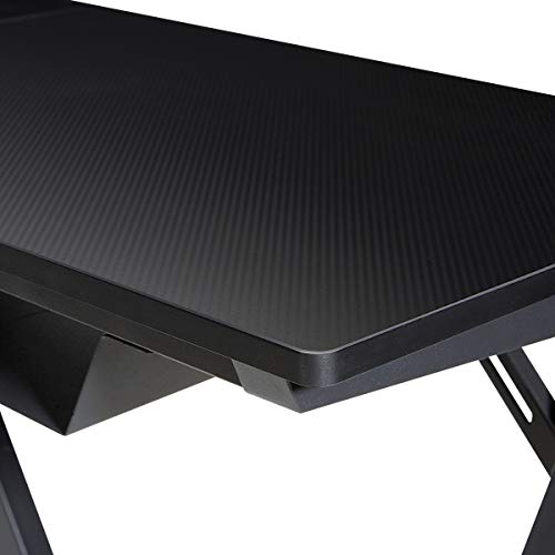 OSP Home Furnishings Avatar Battlestation L-Shape Gaming Desk with Bluetooth RGB LED Lights, Red D28902