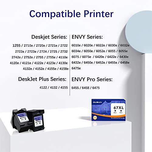 HP Remanufactured 67XL Ink Cartridges Black/Tri-Color (2-Pack) for HP DeskJet 2700, 4100, 1255, Envy 6000, 6400 V26765
