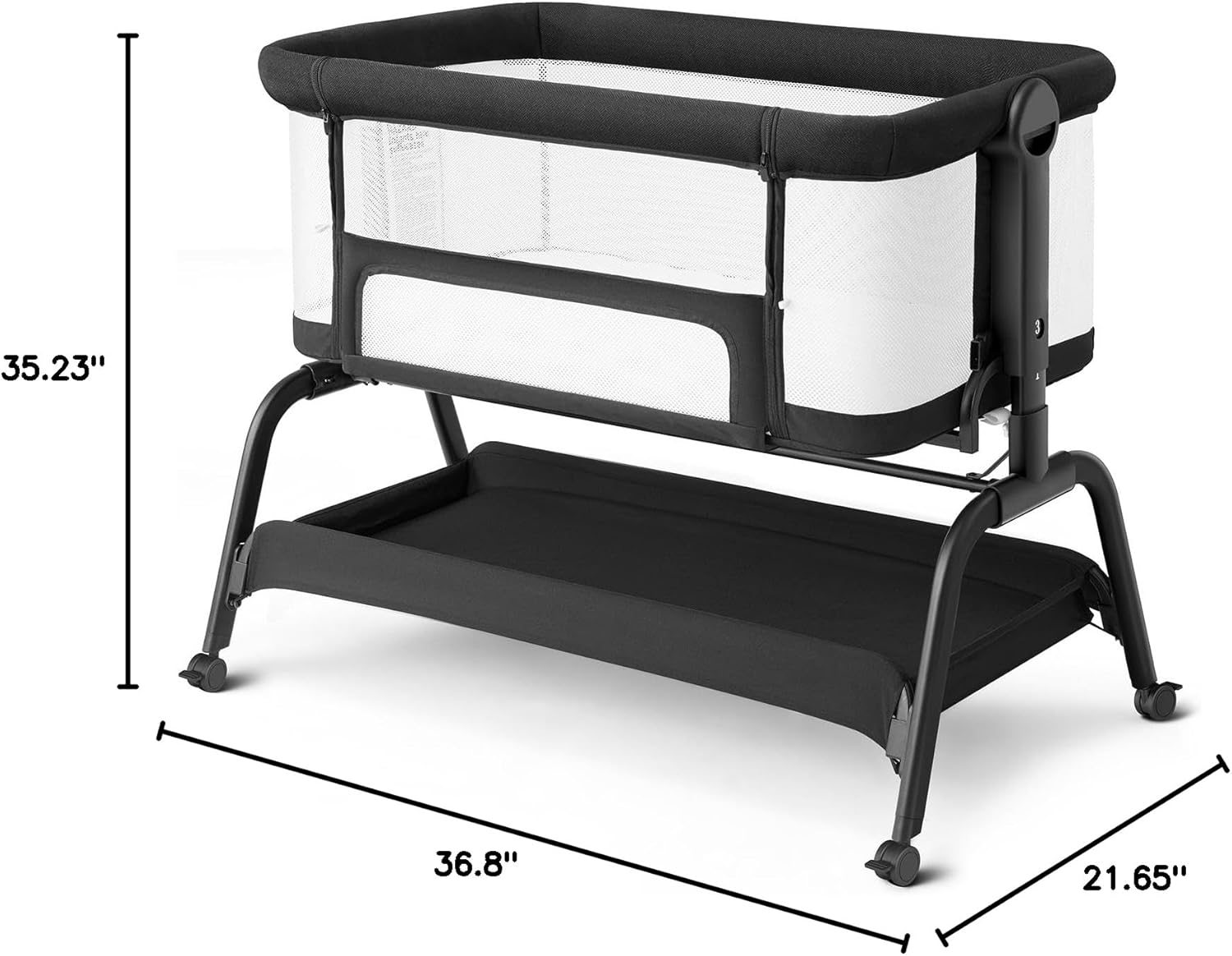 3 in 1 Baby Bassinet Bedside Crib with Soft Mattress, 6 Height Adjustable O261887