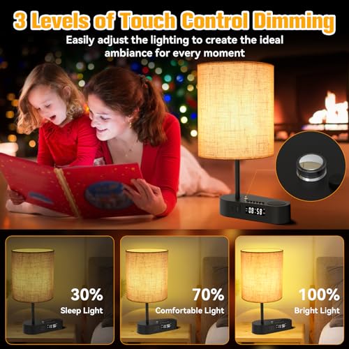 4-in-1 Touch Control Bedside Lamp with Bluetooth Speaker, Digital Clock, and USB Charging I301992